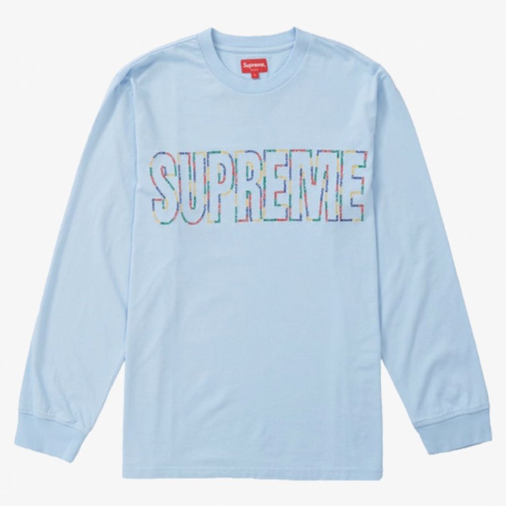 Supreme Light Blue Cotton Supreme City Embroidered Long Sleeve T-Shirt